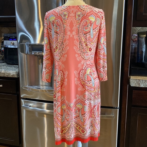 London Times Shift Dress with Paisley Design in Orange Size 10​ - Picture 4 of 11